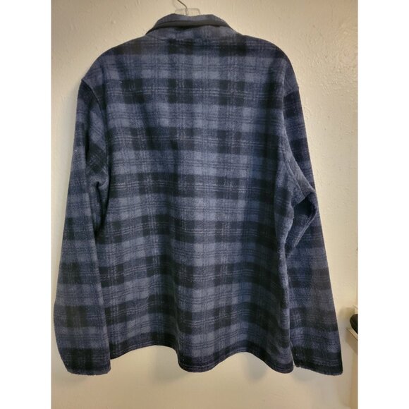 John Wayne Stock & Supply Men's Large Blue and Black Plaid Long Sleeve Collared - Picture 3 of 4